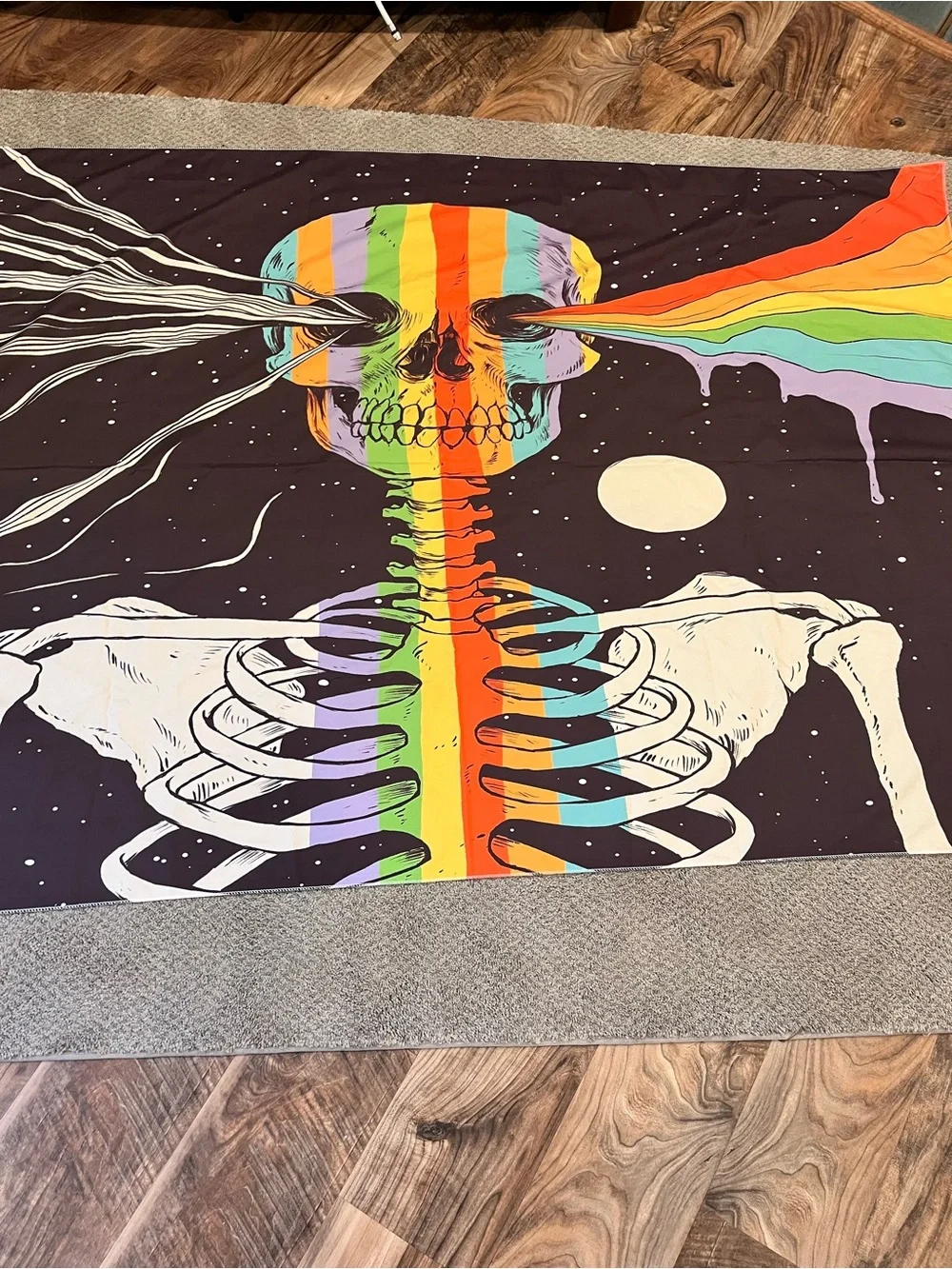 Psychedelic Rainbow Skull Tapestry